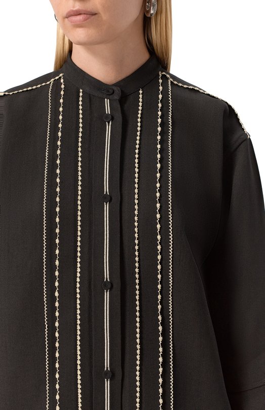 Рубашка из вискозы и шелка Jil Sander J02DL0231-J65005 Чёрный  J02DL0231-J65005 Фото 5