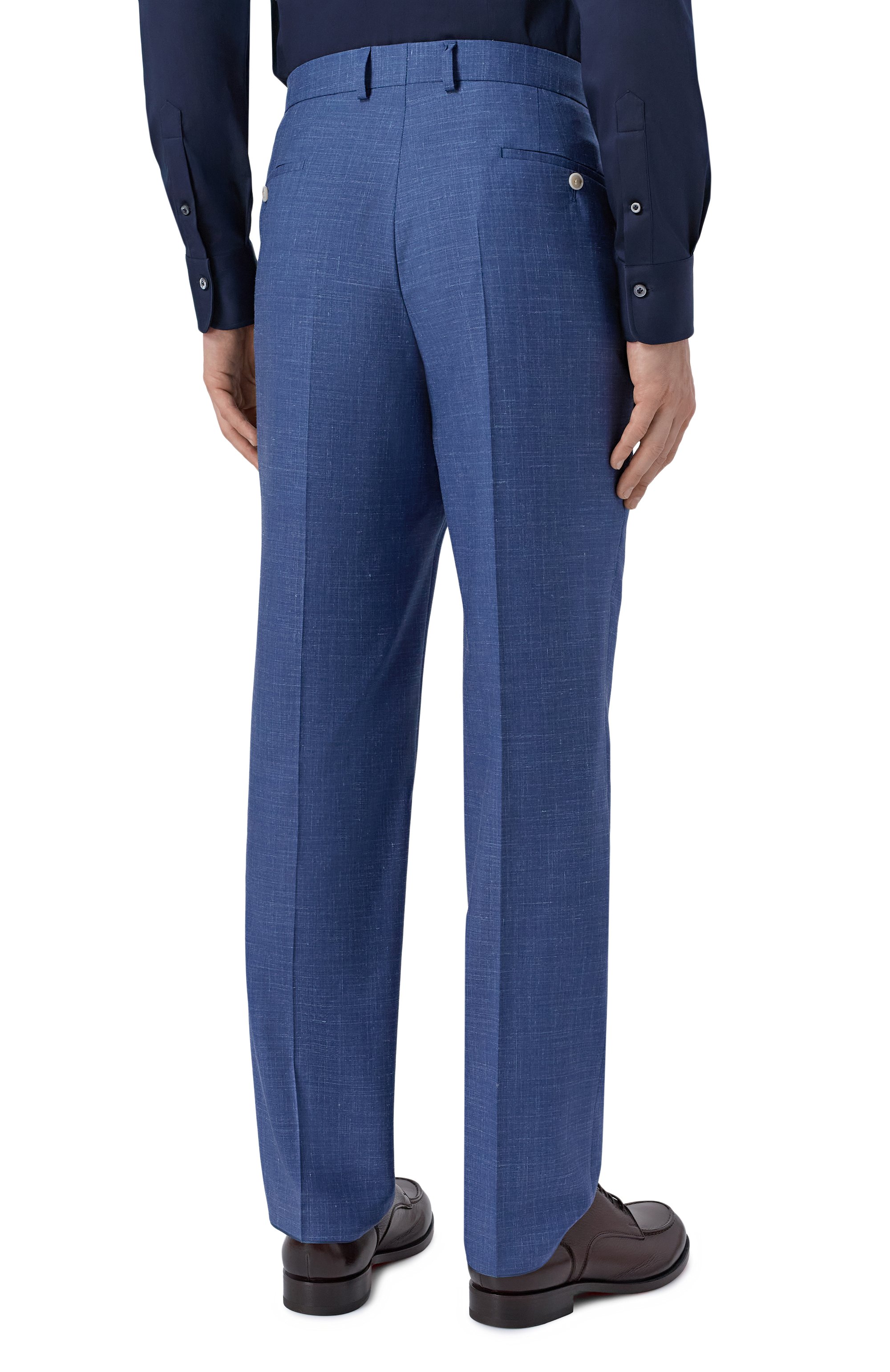 Брюки из шерсти и шелка BOSS синего цвета по цене 34950 руб., арт. 50562605, фото 4 Брюки из шерсти и шелка BOSS, арт. 50562605, фото 4