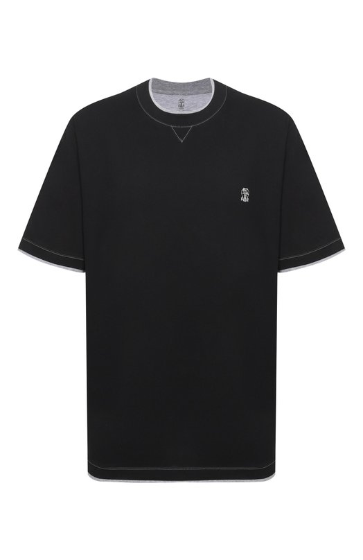 Хлопковая футболка Brunello Cucinelli M0B137451W Чёрный M0B137451W