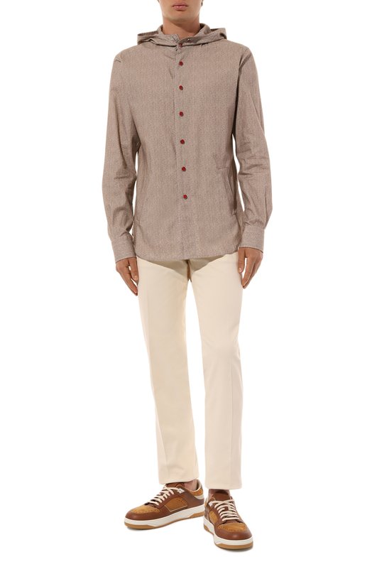 Хлопковая рубашка Kiton UMCMARH0908603 Бежевый  UMCMARH0908603 Фото 2