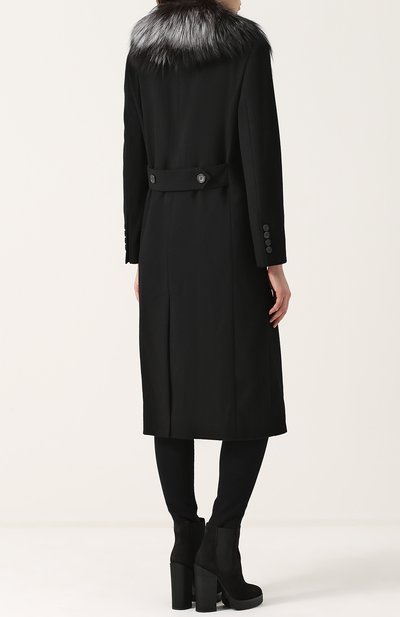 Двубортное пальто с отделкой из меха лисы DOLCE & GABBANA, арт. 0102/I0A16W/FU3A1, фото 4