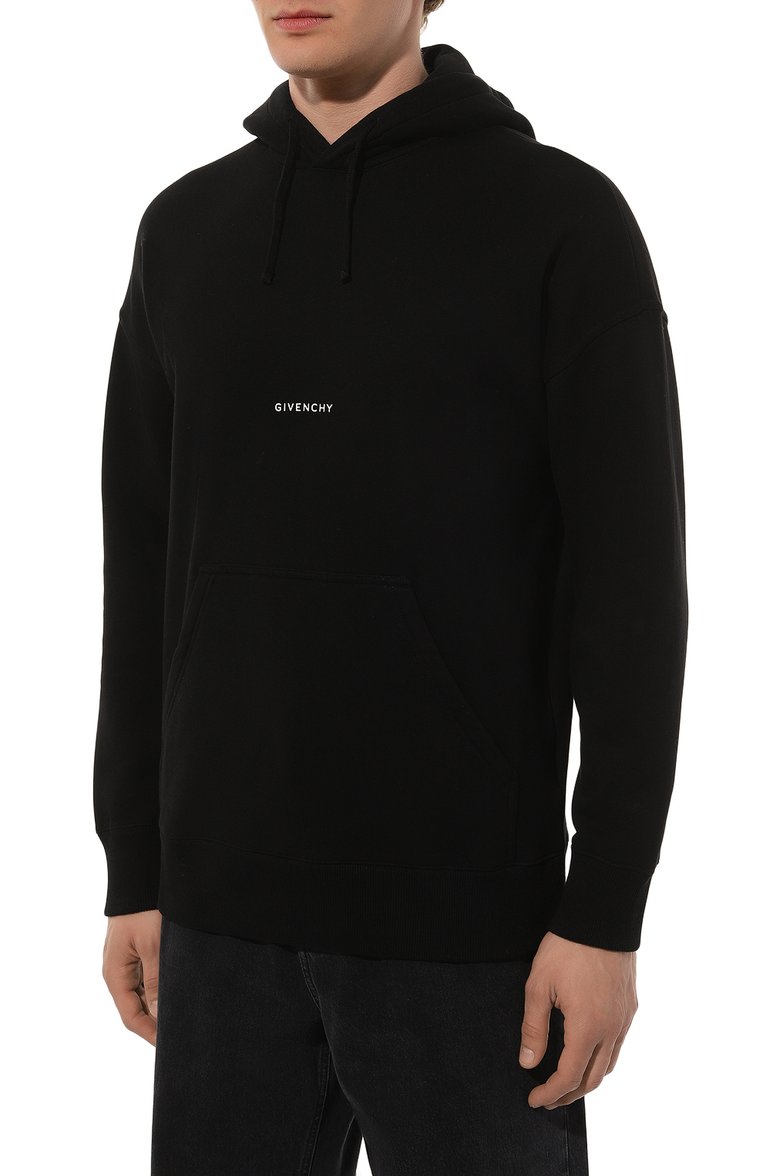 Мужской хлопковое худи GIVENCHY черного цвета, арт. BMJ0HC3Y9Z | Фото 3 (Длина (для топов): Стандартные; Рукава: Длинные; Материал внешний: Хлопок; Принт: Без принта; Мужское Кросс-КТ: Худи-одежда; Стили: Кэжуэл)