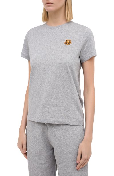 Хлопковая футболка KENZO серого цвета по цене 10900 руб., арт. FA62TS8434SJ, фото 3 Хлопковая футболка KENZO, арт. FA62TS8434SJ, фото 3