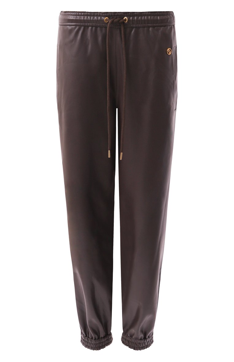 Женские джоггеры из экокожи STELLA MCCARTNEY коричневого цвета, арт. 640179/3BU393 | Фото 1 (Материал сплав�а: Проставлено; Драгоценные камни: Проставлено; Длина (брюки, джинсы): Стандартные; Женское Кросс-КТ: Замша и кожа, Джоггеры - брюки, Брюки-одежда; Стили: Кэжуэл; Материал внешний: Синтетический материал)