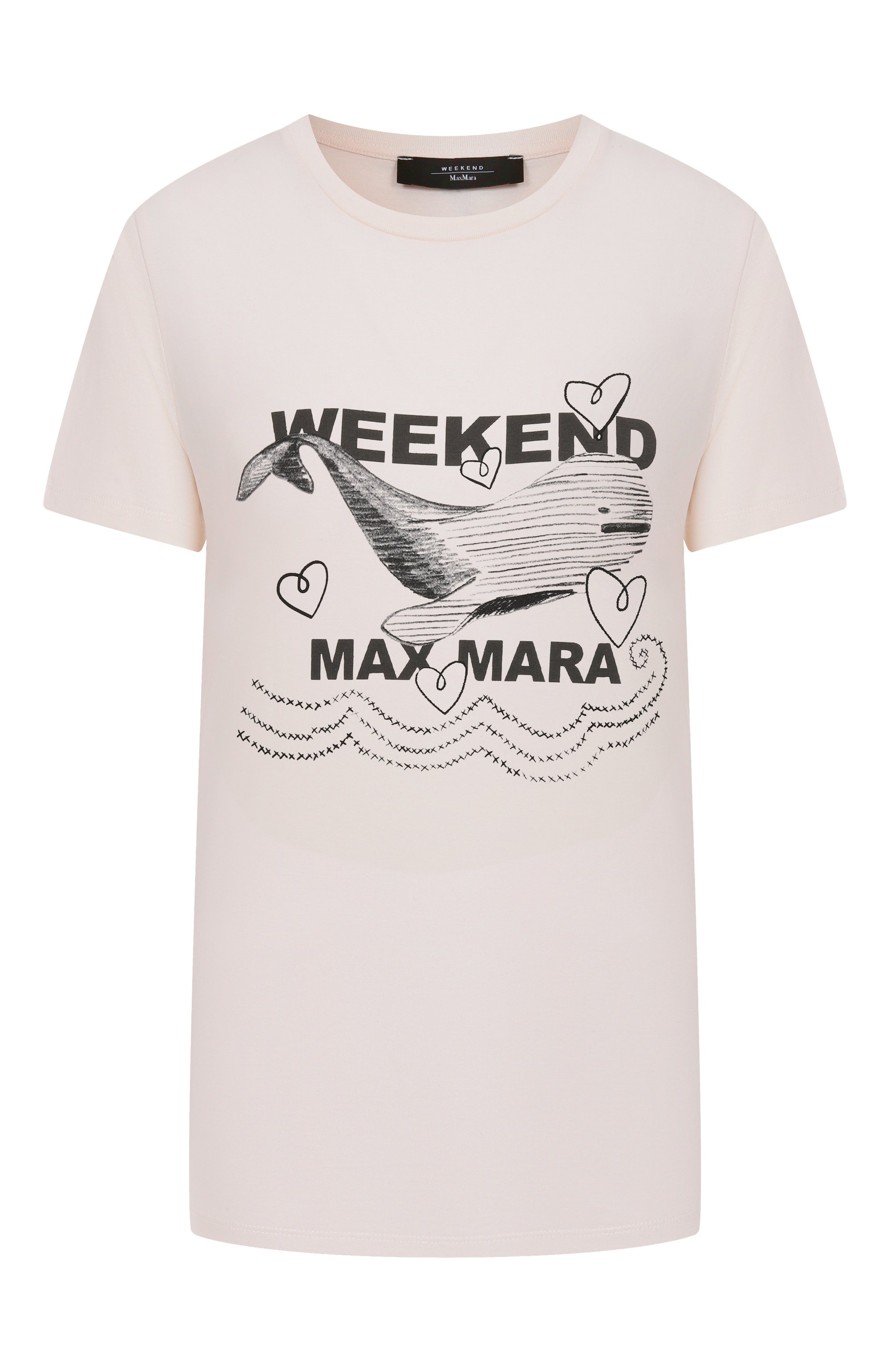 Хлопковая футболка WEEKEND MAX MARA кремового цвета по цене 13100 руб., арт. GUGLIA, фото 1 Хлопковая футболка WEEKEND MAX MARA, арт. GUGLIA, фото 1