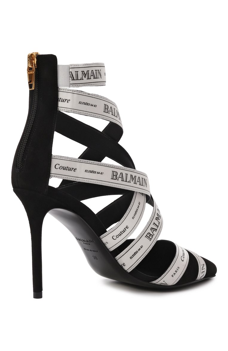 Женские комбинированные туфли couture 95 BALMAIN черно-белого цвета, арт. EN1UH092/TKWB | Фото 5 (Материал внешний: Натуральная кожа; Материал внутренний: Натуральная кожа; Каблук высота: Высокий; Подошва: Плоская; Каблук тип: Шпилька; Автоматизация ТО: Проставлено; Автоматизация состава: Проставлено)