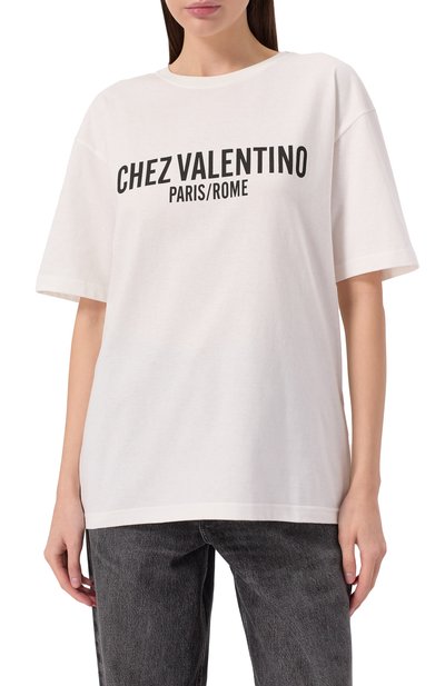 Хлопковая футболка VALENTINO белого цвета по цене 79950 руб., арт. 6B3MG24Q/95W, фото 3 Хлопковая футболка VALENTINO, арт. 6B3MG24Q/95W, фото 3