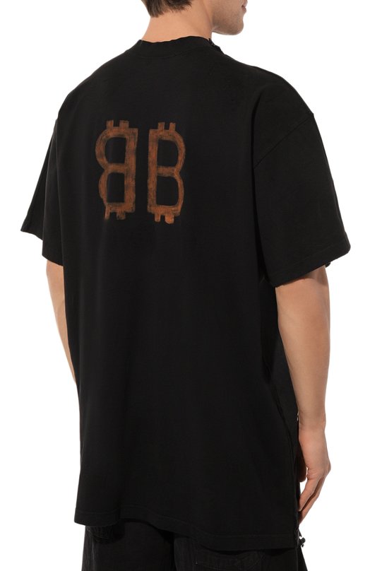 Хлопковая футболка Balenciaga 791615/TQVY2 Чёрный  791615/TQVY2 Фото 4