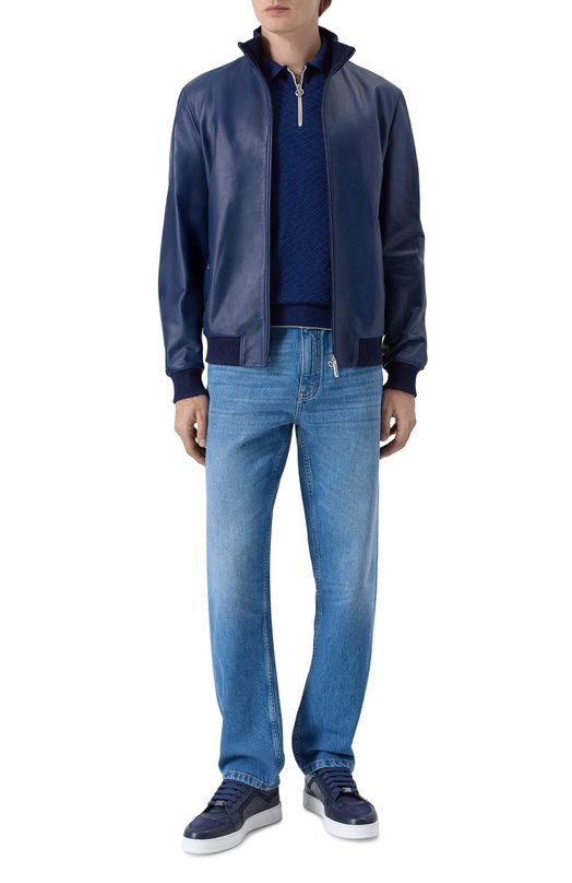 Кожаный бомбер Stefano Ricci M7J6100260/NPNUV5_003 Синий  M7J6100260/NPNUV5_003 Фото 2