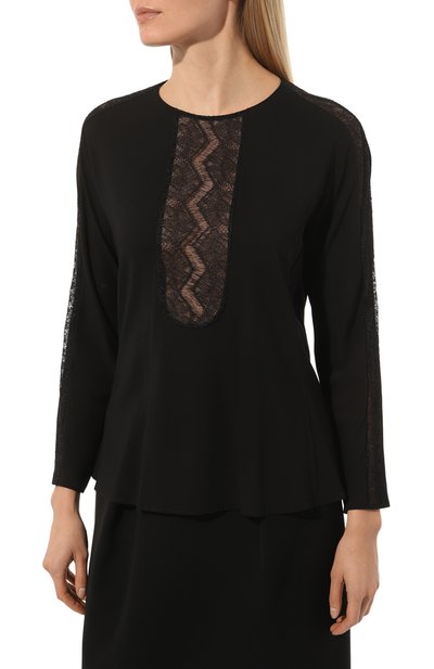 Шелковая блузка CHAPURIN черного цвета по цене 65000 руб., арт. BL/19505/27864-м/SS23, фото 3 Шелковая блузка CHAPURIN, арт. BL/19505/27864-м/SS23, фото 3