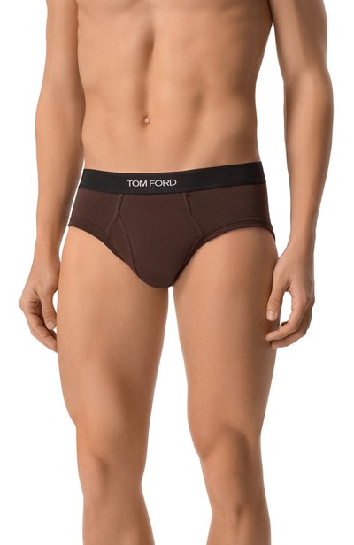 Хлопковые брифы TOM FORD темно-коричневого цвета по цене 9810 руб., арт. T4LC1104, фото 2 Хлопковые брифы TOM FORD, арт. T4LC1104, фото 2