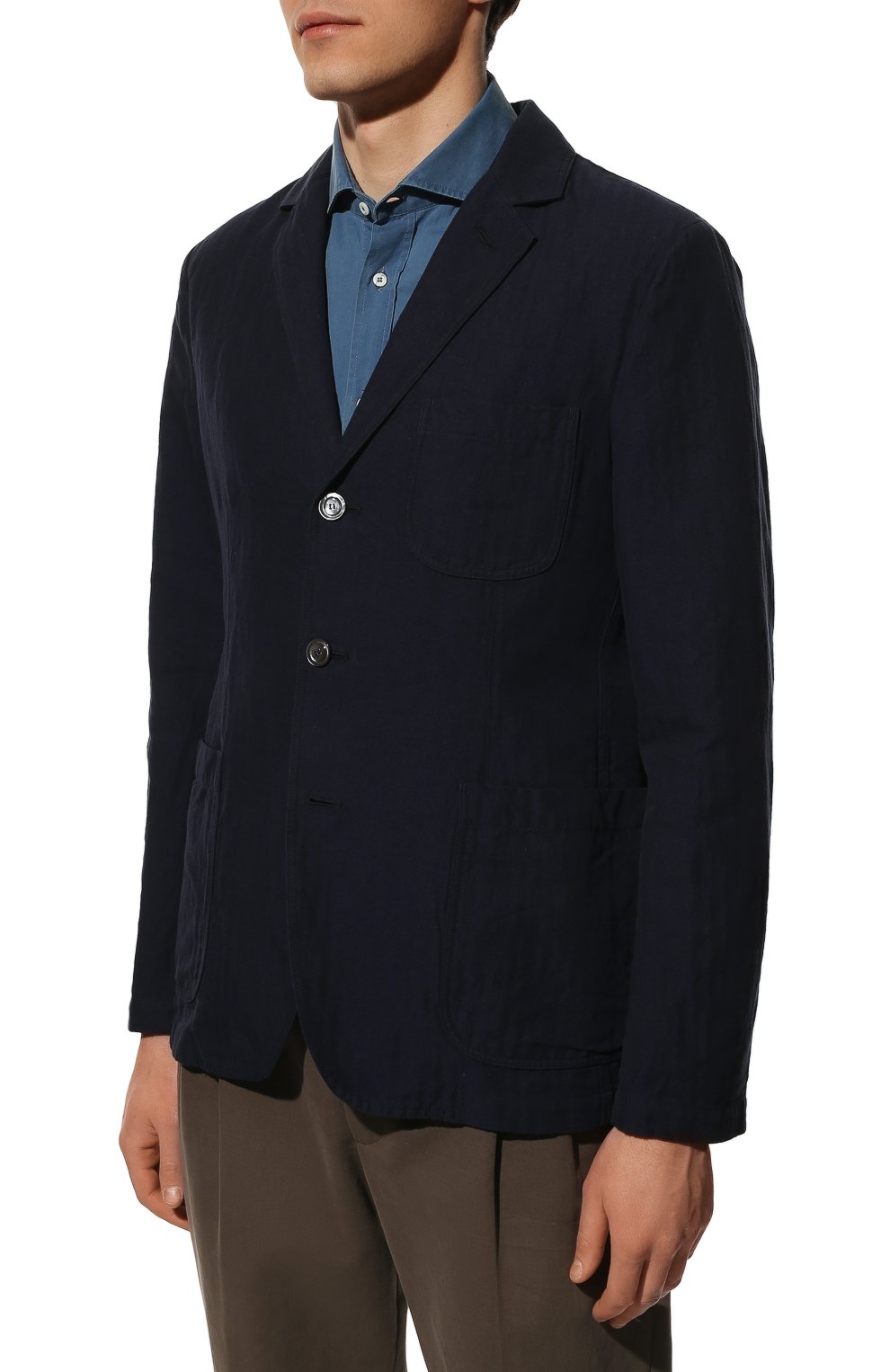 Пиджак изо льна и хлопка ASPESI темно-синего цвета по цене 65450 руб., арт. S2 A CJ65 M053, фото 3 Пиджак изо льна и хлопка ASPESI, арт. S2 A CJ65 M053, фото 3