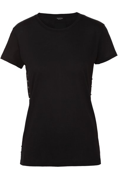Хлопковая футболка прямого кроя с заклепками VALENTINO, арт. LB0MG02Z/2QJ, фото 1