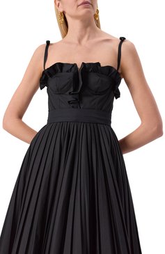 Женское хлопковое платье GIAMBATTISTA VALLI черного цвета, арт. 25SSPVTE5161-40P0P | Фото 5 (Длина Ж (юбки, платья, шорты): Макси; Материал сплава: Проставлено; Драгоценные камни: Проставлено; Рукава: На бретелях; Стили: Кэжуэл; Случай: Вечерний; Женское Кросс-КТ: Платье-одежда; Материал внешний: Хлопок)