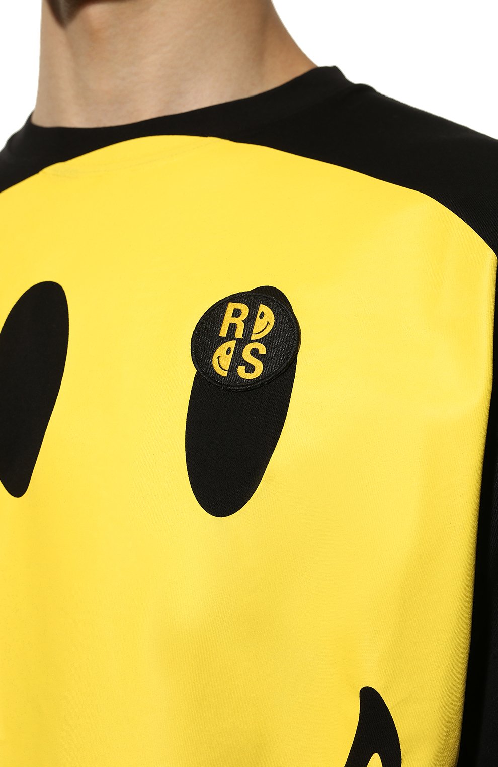 Мужская черная хлопковая футболка raf simons x smiley RAF SIMONS