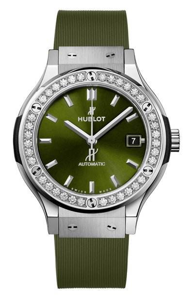 Женские часы titanium green diamonds HUBLOT, арт. 565.NX.8970.RX.1204