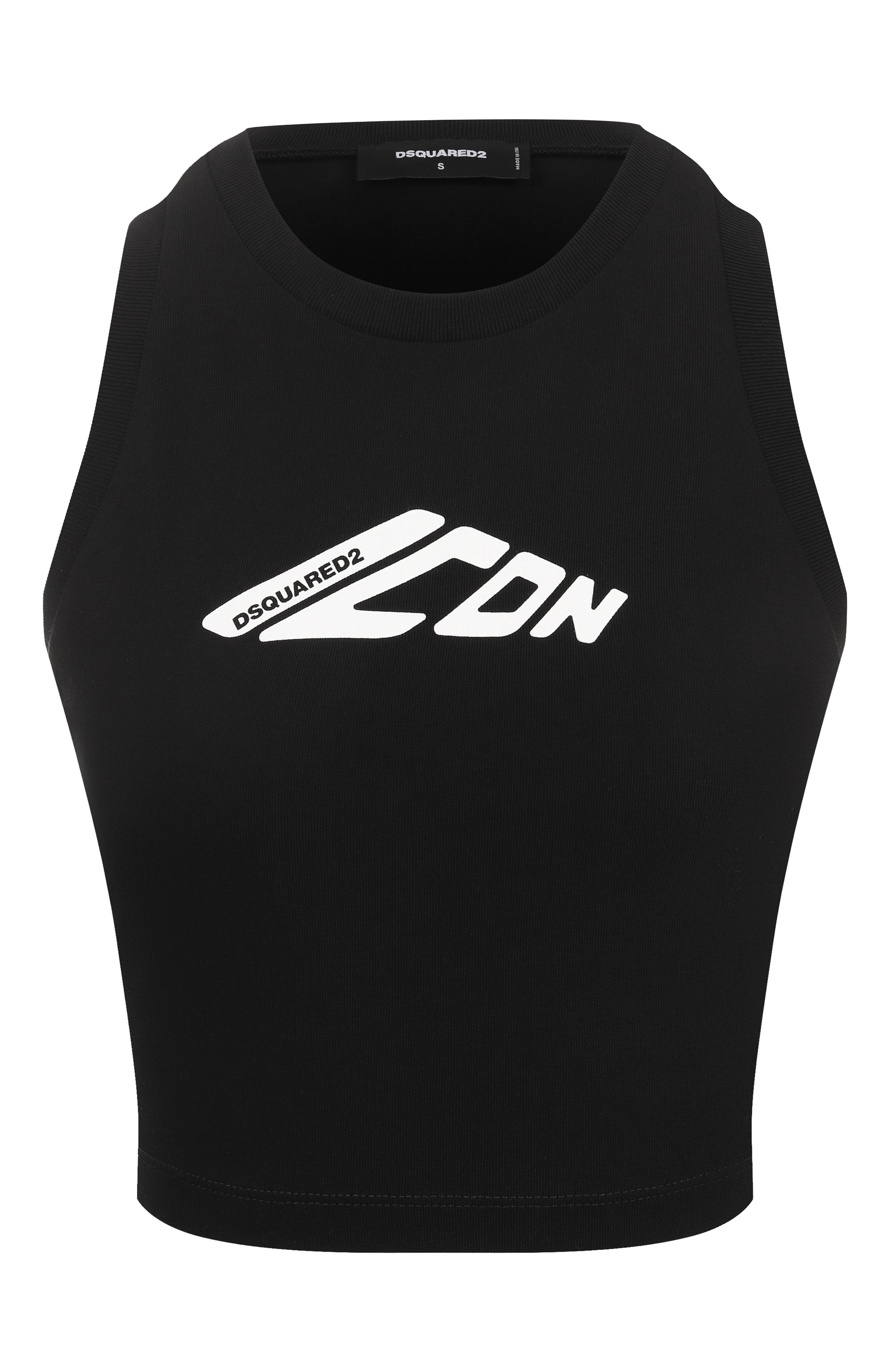 Хлопковый топ DSQUARED2 черного цвета по цене 18250 руб., арт. S80NL0004/D20033, фото 1 Хлопковый топ DSQUARED2, арт. S80NL0004/D20033, фото 1