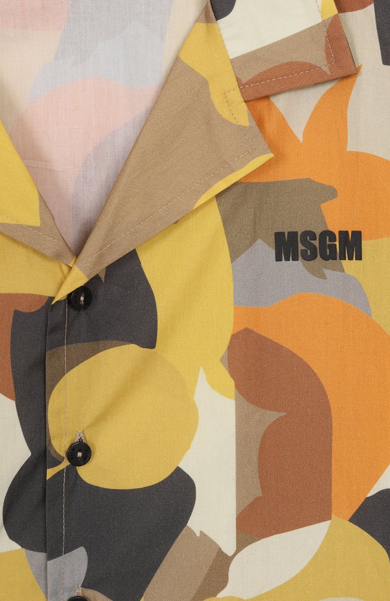 Детская хлопковая рубашка MSGM KIDS разноцветного цвета, арт. S5MSJBSI015 | Фото 3 (Материал внешний: Хлопок; Рукава: Короткие; Случай: Повседневный; Автоматизация состава: Проставлено; Автоматизация ТО: Проставлено; Росто�вка одежда: 6 лет | 116 см, 8 лет | 128 см, 10 - 11 лет | 140 - 146см, 12 лет | 152 см, 16 лет | 164 см)