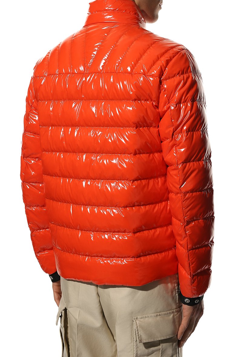 Мужская пуховая куртка maewo MONCLER оранжевого цвета, арт. H1-091-1A000-37-595P7 | Фото 4 (Материал утеплителя: Пух и перо; Материал подклада: Синтетический материал; Материал внешний: Синтетический материал; Длина (верхняя одежда): Короткие; Рукава: Длинные; Кросс-КТ: Куртка; Стили: Спорт-шик; Драгоценные камни: Проставлено; Материал сплава: Проставлено; Мужское Кросс-КТ: Куртка-пуховая)