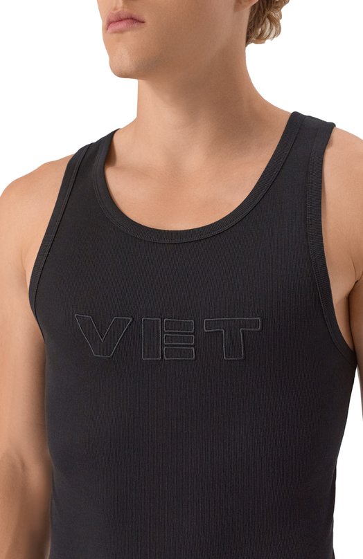 Хлопковая майка VETEMENTS MH76TT220B Чёрный  MH76TT220B Фото 5
