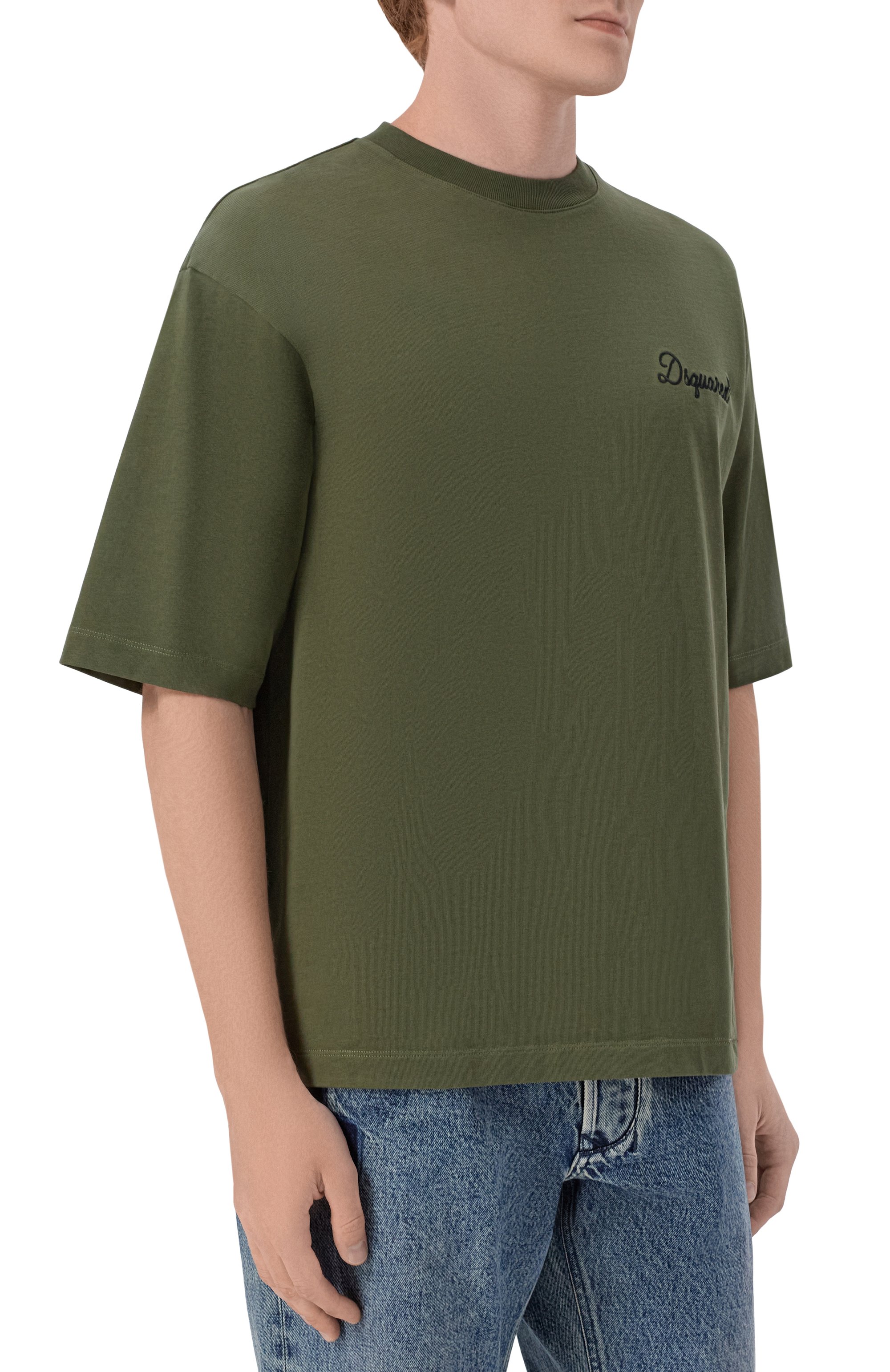 Хлопковая футболка DSQUARED2 хаки цвета по цене 27850 руб., арт. S74GD1525/D20106, фото 3 Хлопковая футболка DSQUARED2, арт. S74GD1525/D20106, фото 3