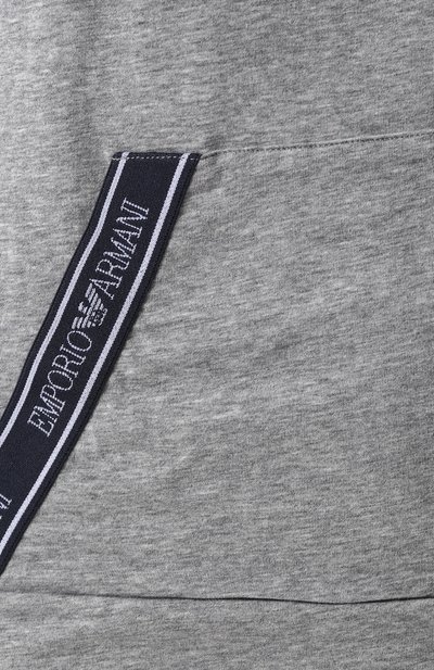 Хлопковый топ с капюшоном EMPORIO ARMANI серого цвета по цене 8345 руб., арт. 163999/8P317, фото 5 Хлопковый топ с капюшоном EMPORIO ARMANI, арт. 163999/8P317, фото 5