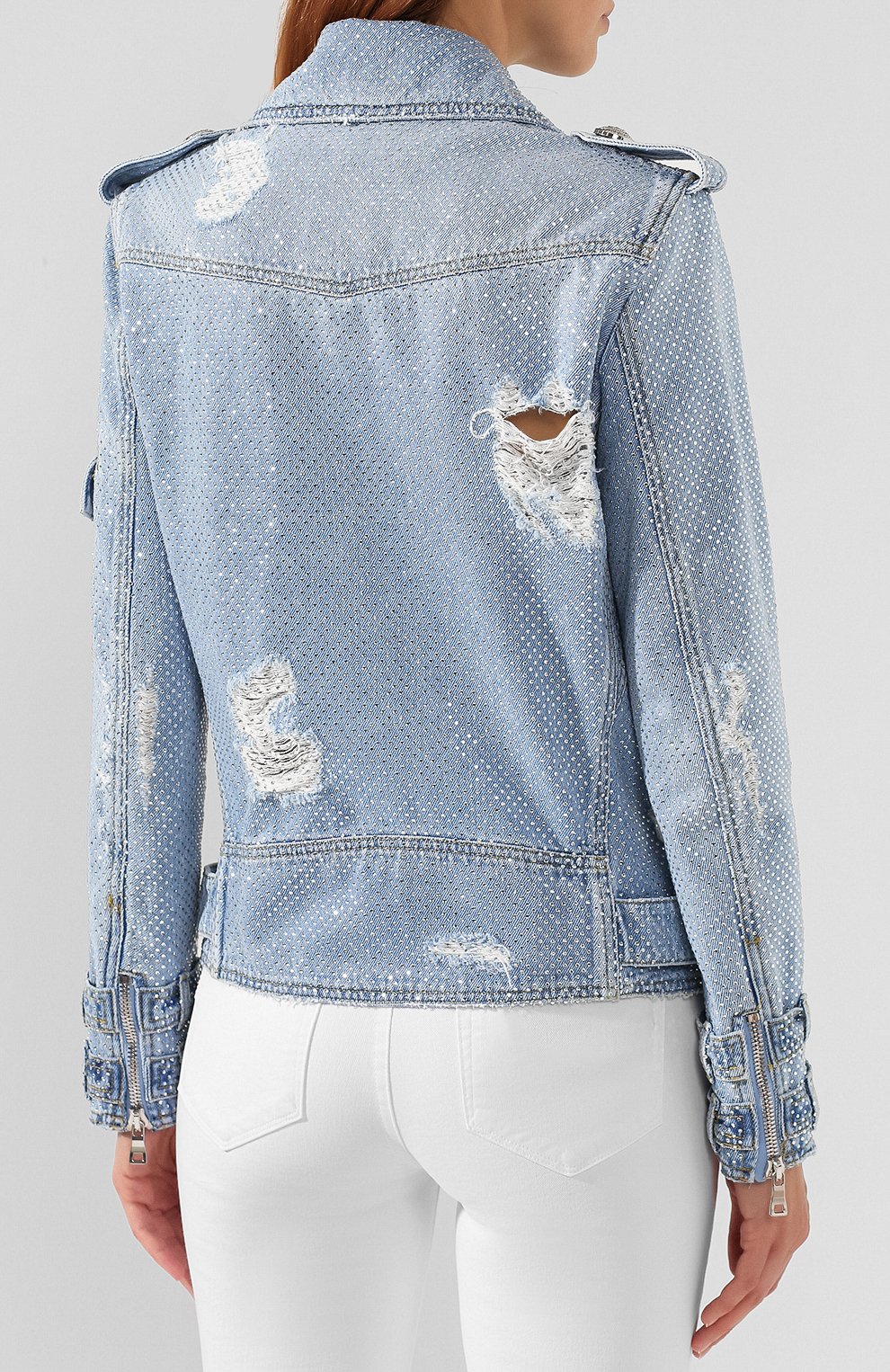 Джинсовая куртка BALMAIN голубого цвета по цене 418000 руб., арт. RF08279/D048, фото 4 Джинсовая куртка BALMAIN, арт. RF08279/D048, фото 4
