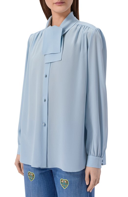 Шелковая блузка Valentino 8B3AB835/21B Голубой  8B3AB835/21B Фото 3