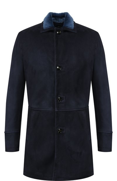 Дубленка прямого кроя на пуговицах с отложным воротником KITON темно-синего цвета по цене 938000 руб., арт. UW0443/3R88, фото 1 Дубленка прямого кроя на пуговицах с отложным воротником KITON, арт. UW0443/3R88, фото 1