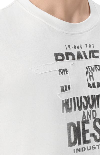 Хлопковая футболка DIESEL белого цвета по цене 6205 руб., арт. A21037/0QIAM, фото 5 Хлопковая футболка DIESEL, арт. A21037/0QIAM, фото 5