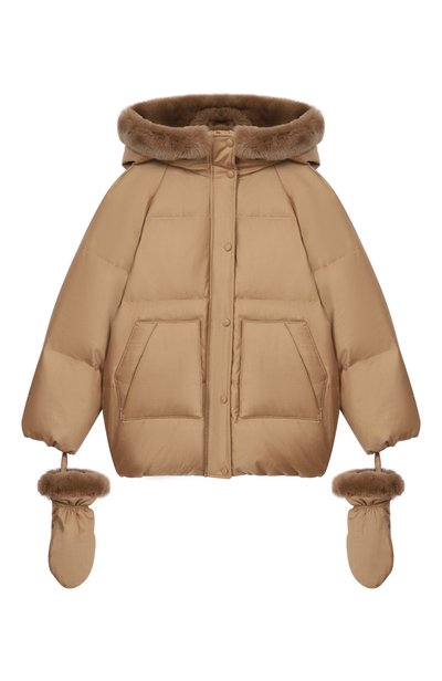 Пуховик с отделкой из кролика YVES SALOMON ENFANT, арт. 27WEV007XXW02W_001