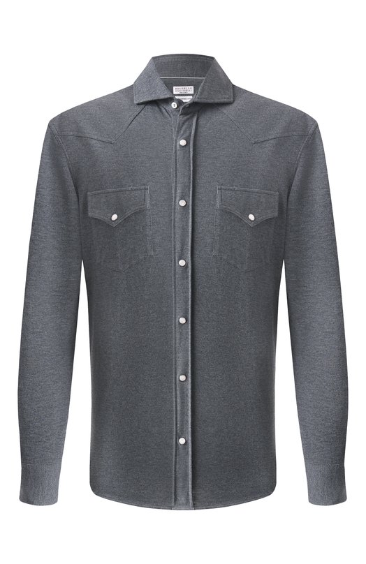 Хлопковая рубашка Brunello Cucinelli ME854B2268 Серый ME854B2268