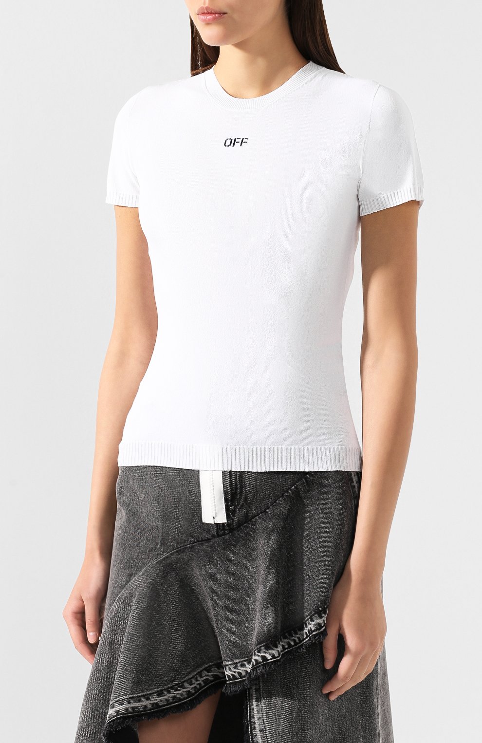 Топ из вискозы OFF-WHITE белого цвета по цене 32400 руб., арт. 0WHE001R19C980530110, фото 3 Топ из вискозы OFF-WHITE, арт. 0WHE001R19C980530110, фото 3