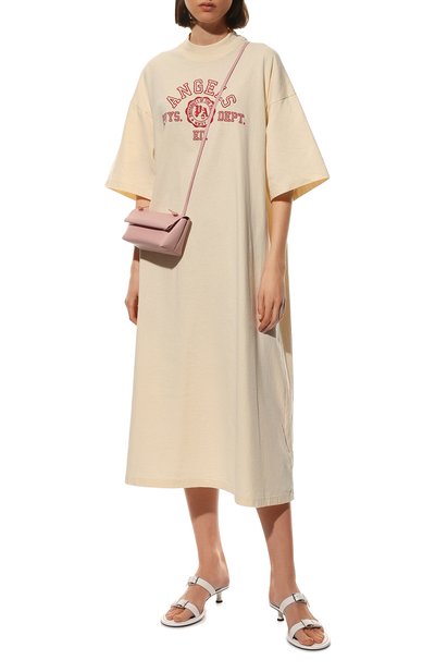 Хлопковое платье PALM ANGELS кремового цвета по цене 43900 руб., арт. PWDB105S22JER0010325, фото 2 Хлопковое платье PALM ANGELS, арт. PWDB105S22JER0010325, фото 2