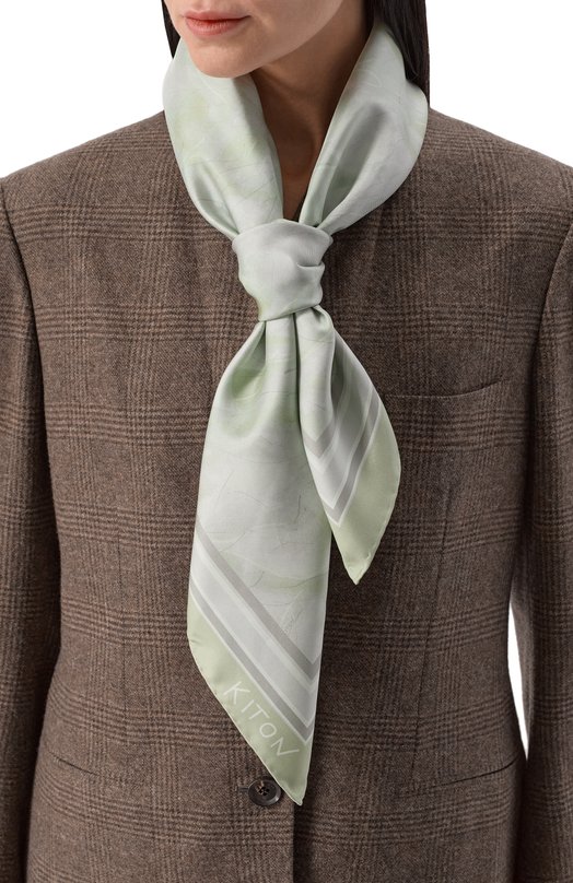 Шелковый платок Kiton D53754K0953H14 Зелёный  D53754K0953H14 Фото 2