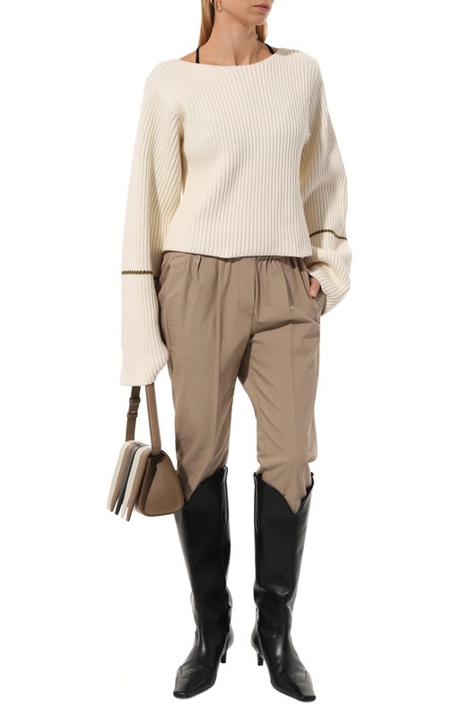 Хлопковые брюки Brunello Cucinelli M0F70P1673 Коричневый  M0F70P1673 Фото 2