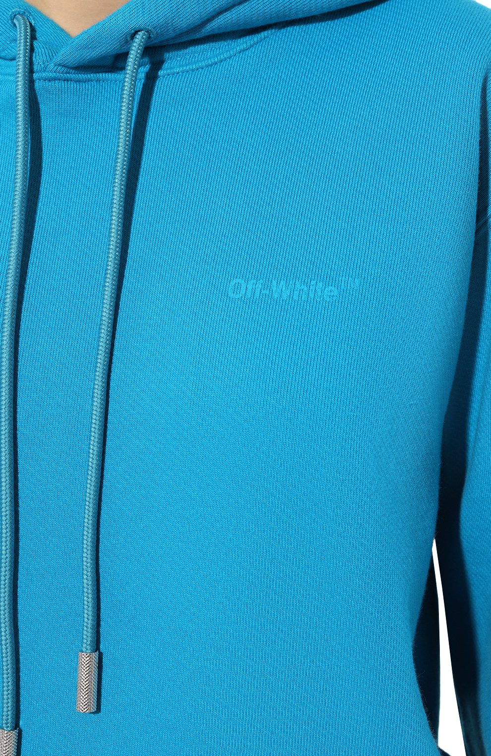 Хлопковое худи OFF-WHITE голубого цвета по цене 74350 руб., арт. OWBB032S23JER0014949, фото 5 Хлопковое худи OFF-WHITE, арт. OWBB032S23JER0014949, фото 5