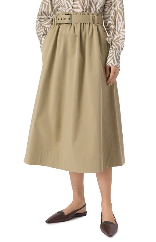 Хлопковая юбка Brunello Cucinelli ML138G3753 Хаки  ML138G3753 Фото 3