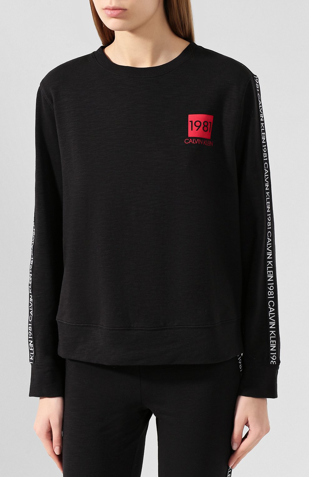 Хлопковый свитшот CALVIN KLEIN черного цвета по цене 8305 руб., арт. QS6320E, фото 3 Хлопковый свитшот CALVIN KLEIN, арт. QS6320E, фото 3
