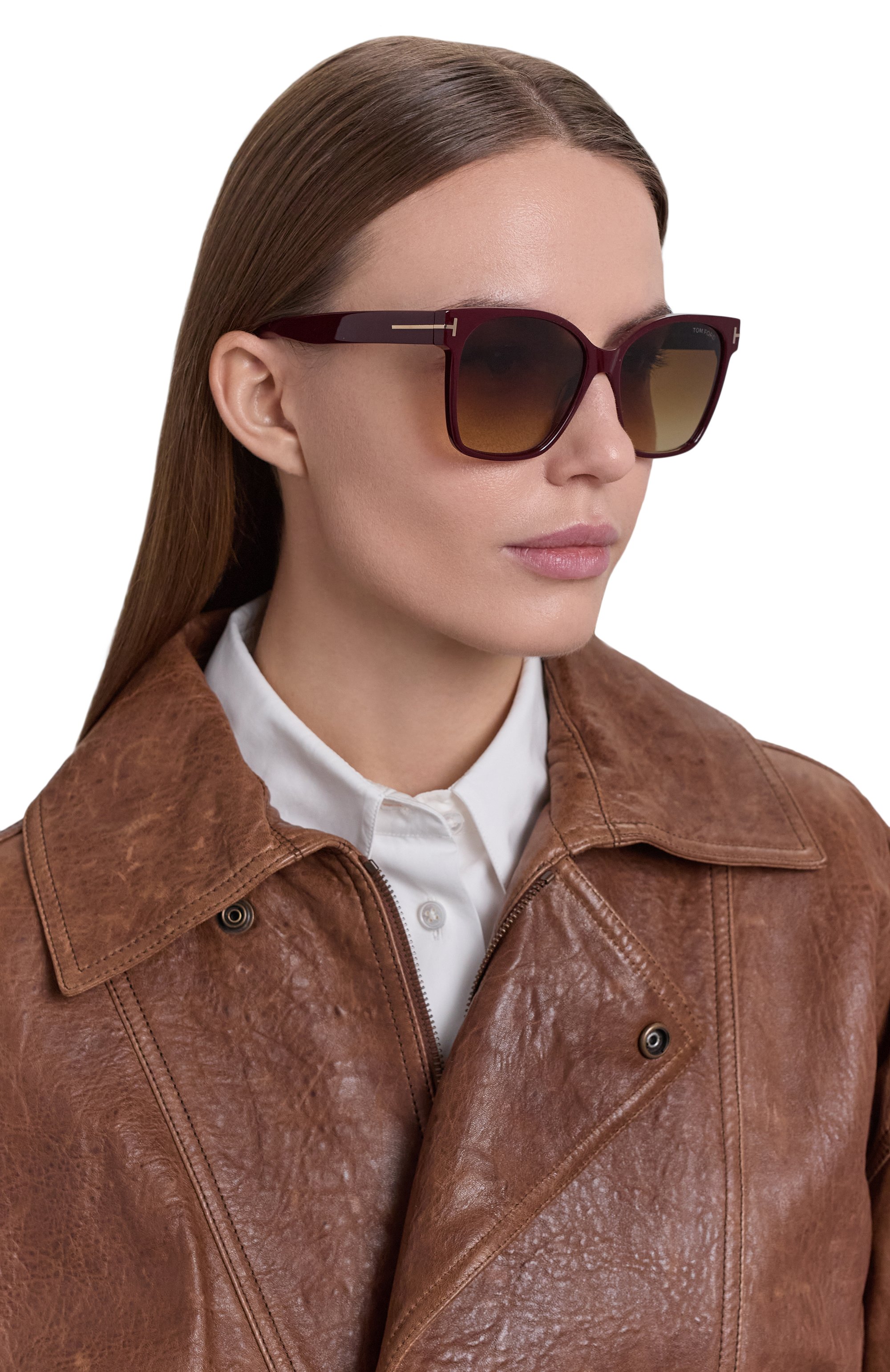 Солнцезащитные очки TOM FORD бордового цвета по цене 51450 руб., арт. TF1312 69F, фото 2 Солнцезащитные очки TOM FORD, арт. TF1312 69F, фото 2