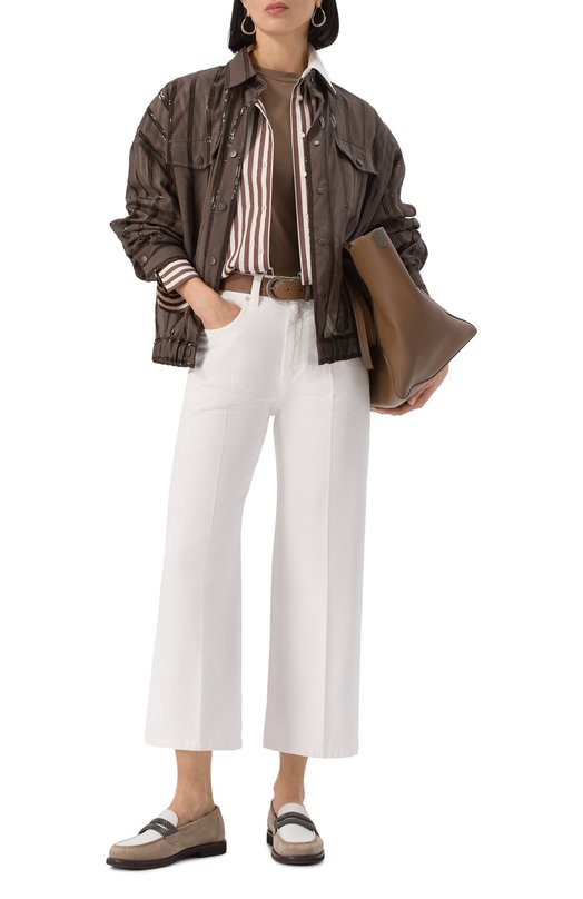 Хлопковый лонгслив Brunello Cucinelli MPT18B0107 Коричневый  MPT18B0107 Фото 2