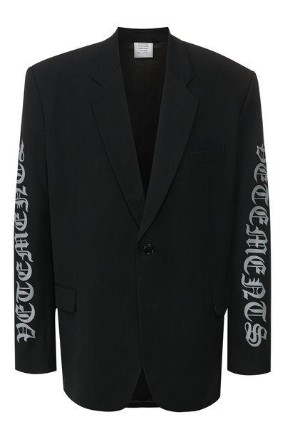 Пиджак из смеси вискозы и шерсти VETEMENTS черного цвета по цене 138500 руб., арт. SS20JA143 1501/M, фото 1 Пиджак из смеси вискозы и шерсти VETEMENTS, арт. SS20JA143 1501/M, фото 1