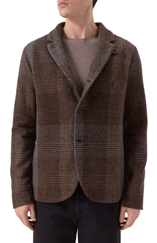 Шерстяной пиджак Hannes Roether TRA32IL.7081 Коричневый  TRA32IL.7081 Фото 3