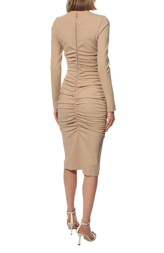 Платье из вискозы Dolce & Gabbana F6ZR8T/FUGKF Бежевый  F6ZR8T/FUGKF Фото 4