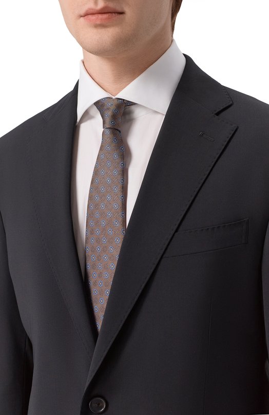 Шелковый галстук Canali 18/HJ04566 Бежевый  18/HJ04566 Фото 2