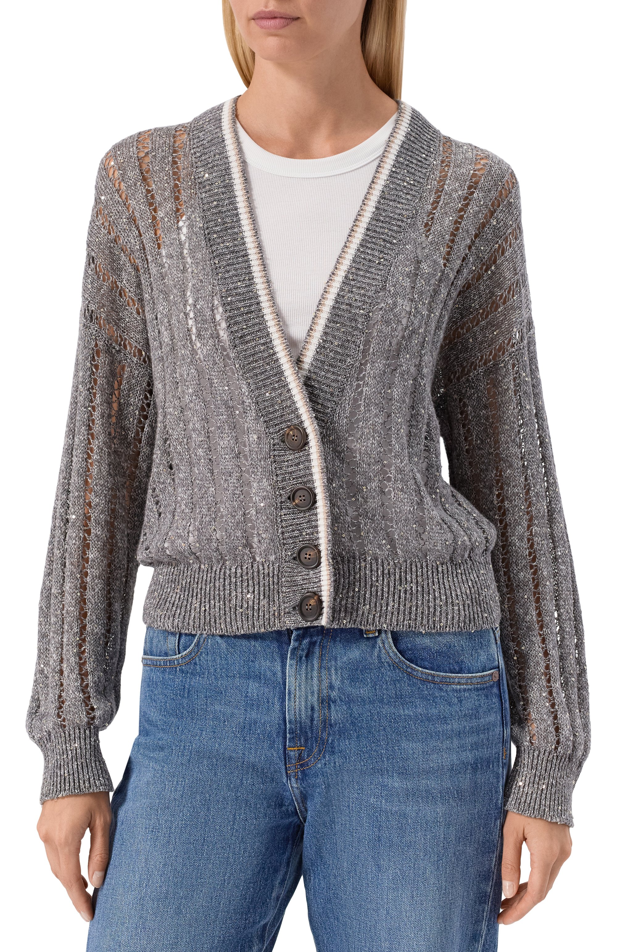 Льняной кардиган BRUNELLO CUCINELLI, арт. MC0559416, фото 3