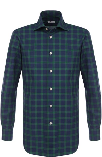 Хлопковая рубашка в клетку KITON, арт. UCIH0610604000, фото 1