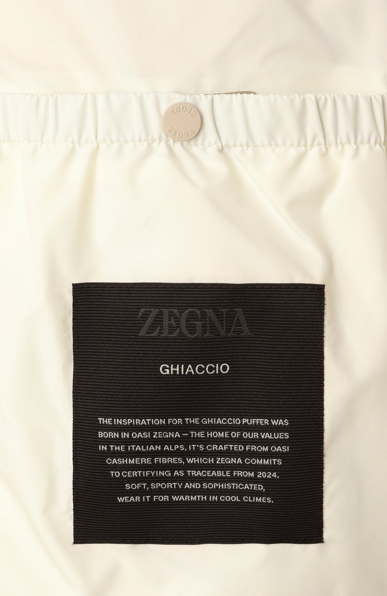 Мужская кашемировый пуховик ZEGNA бежевого цвета, арт. E102/UET48A8 | Фото 7 (Материал внешний: Шерсть, Кашемир; Материал подклада: Синтетический материал; Рукава: Длинные; Длина (верхняя одежда): Короткие; Мужское Кросс-КТ: пуховик-короткий, шерсть и кашемир; Стили: Кэжуэл)