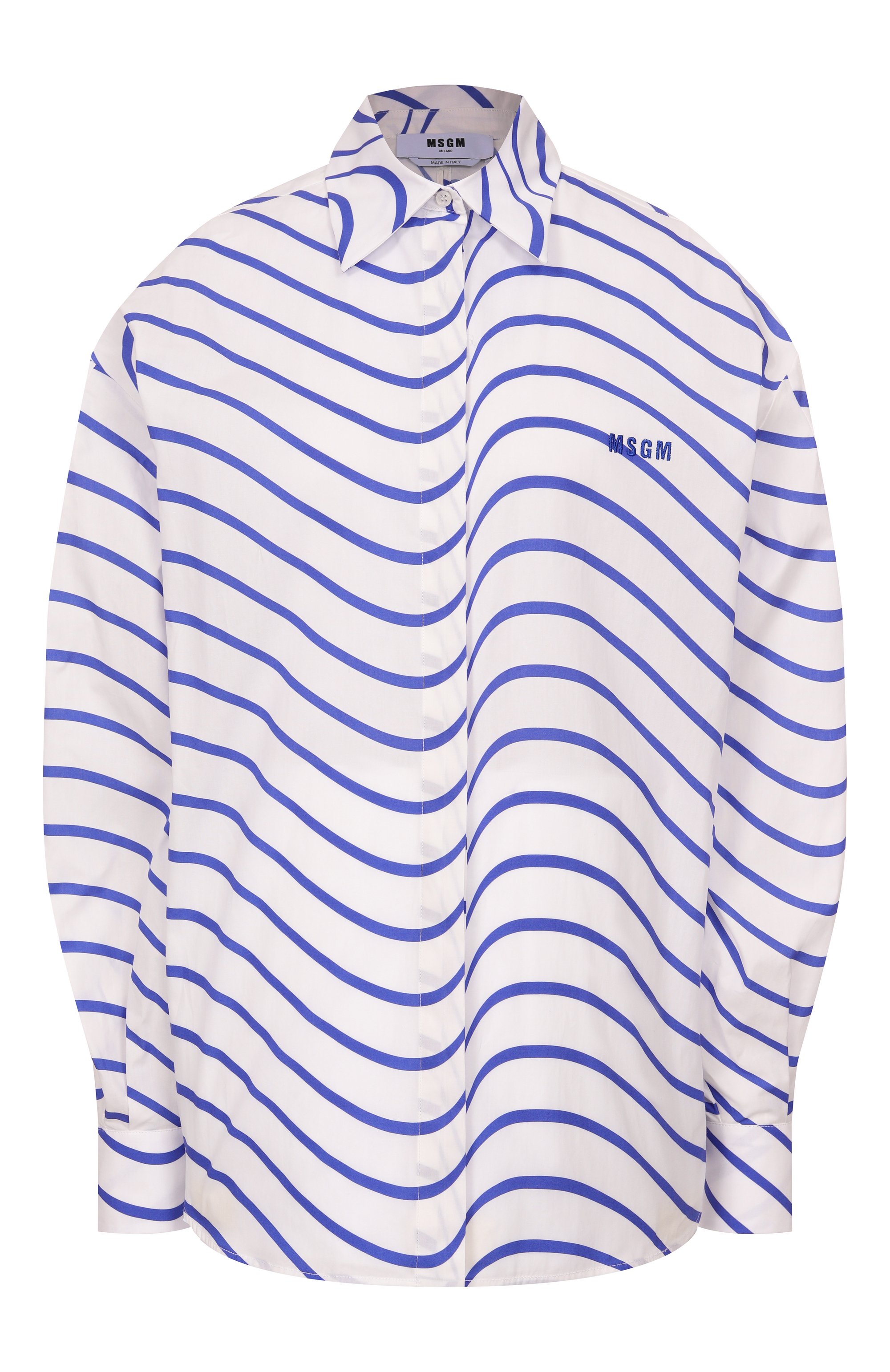 Хлопковая рубашка MSGM белого цвета по цене 35150 руб., арт. 3842MDE14X 257352/257352, фото 1 Хлопковая рубашка MSGM, арт. 3842MDE14X 257352/257352, фото 1