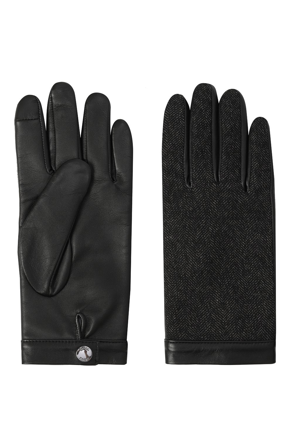 Комбинированные перчатки BOSS черного цвета по цене 14400 руб., арт. 50526827, фото 2 Комбинированные перчатки BOSS, арт. 50526827, фото 2